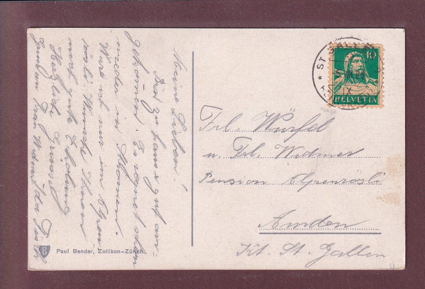 Cartoline postali: ST. GALLEN - Bahnhof - Postgebäude - 1929 – Usato da Pully venduto da nicecards 1