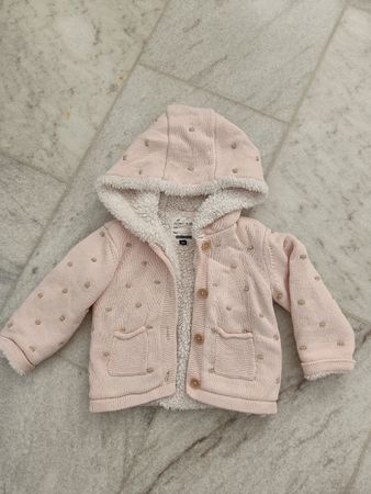 Baby Strickjacke mit Kapuze rosa Grösse 80