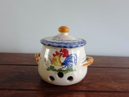 Handbemalter Topf+Deckel - Italienische Keramik aus Apulien