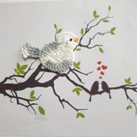 1 Stück Vogel Spatz (R) gehäkelt (crochet, uncinetto) 903