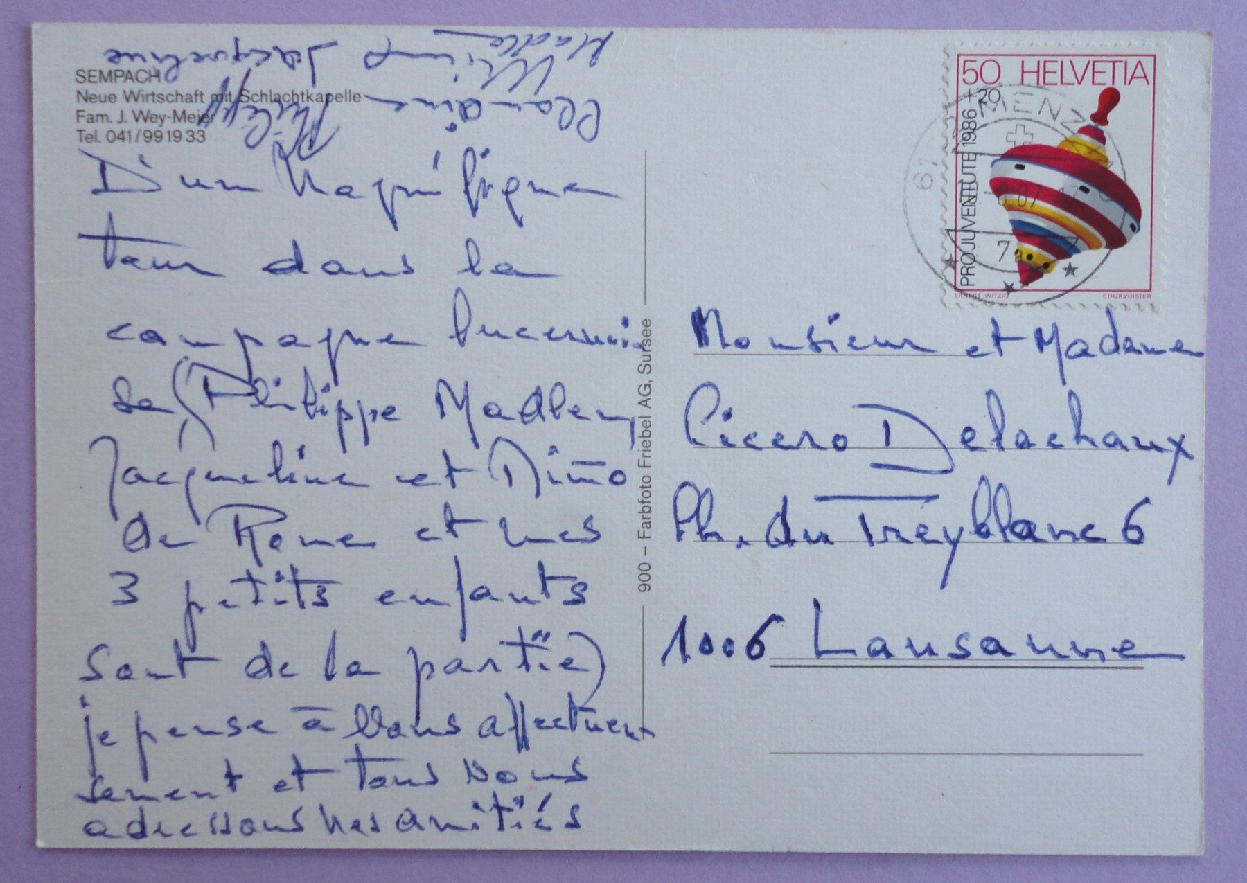 Cartoline postali: Sempach, Schlachtkapelle – Usato da Fétigny venduto da Billy2miny 1