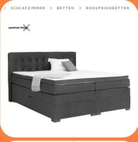 Boxspringbett 140x200cm Grau mit Bettkasten - Neuwertig!