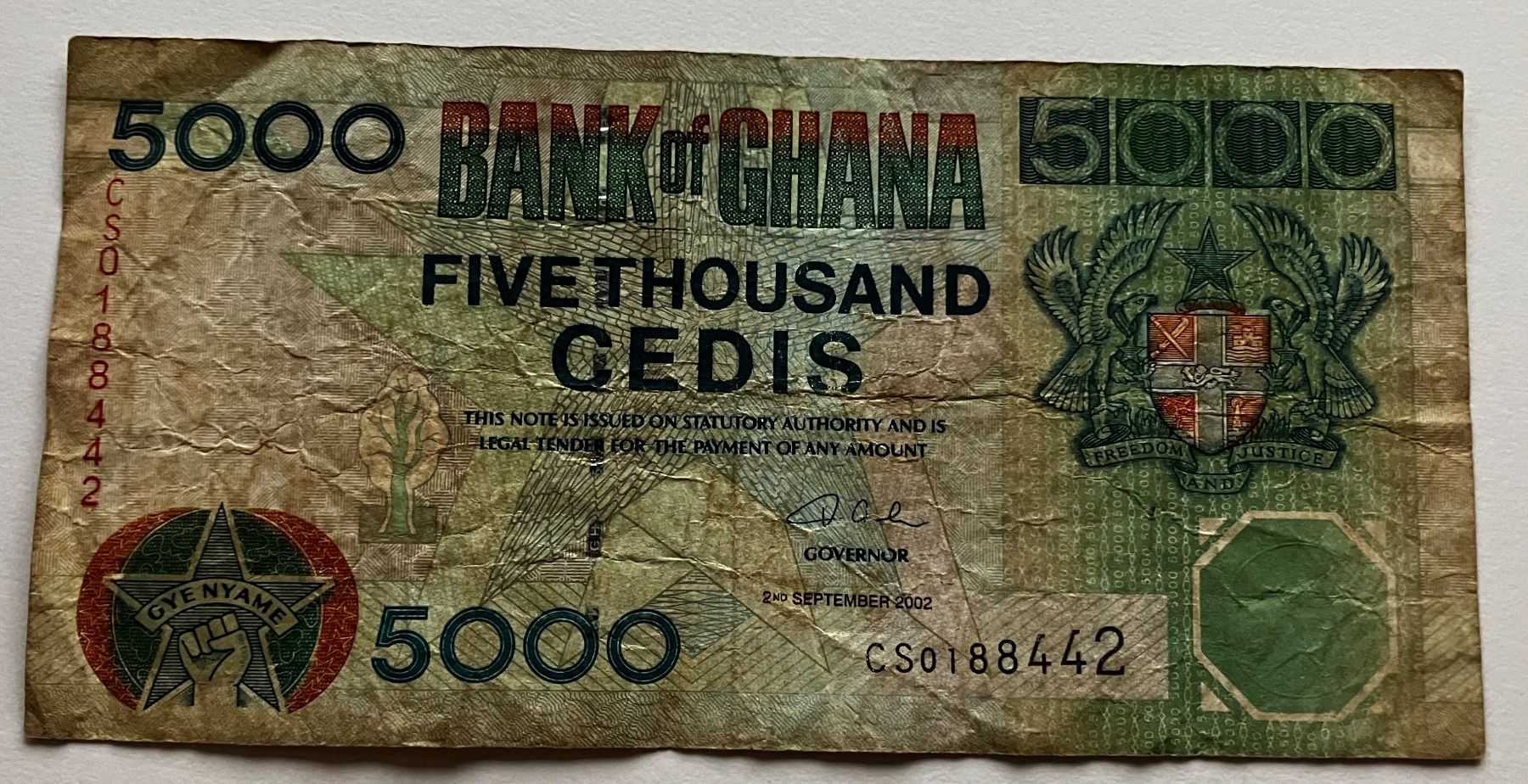 Banconote: Ghana 5000 Cedis 2002 – Usato da Algetshausen venduto da Carrhard
