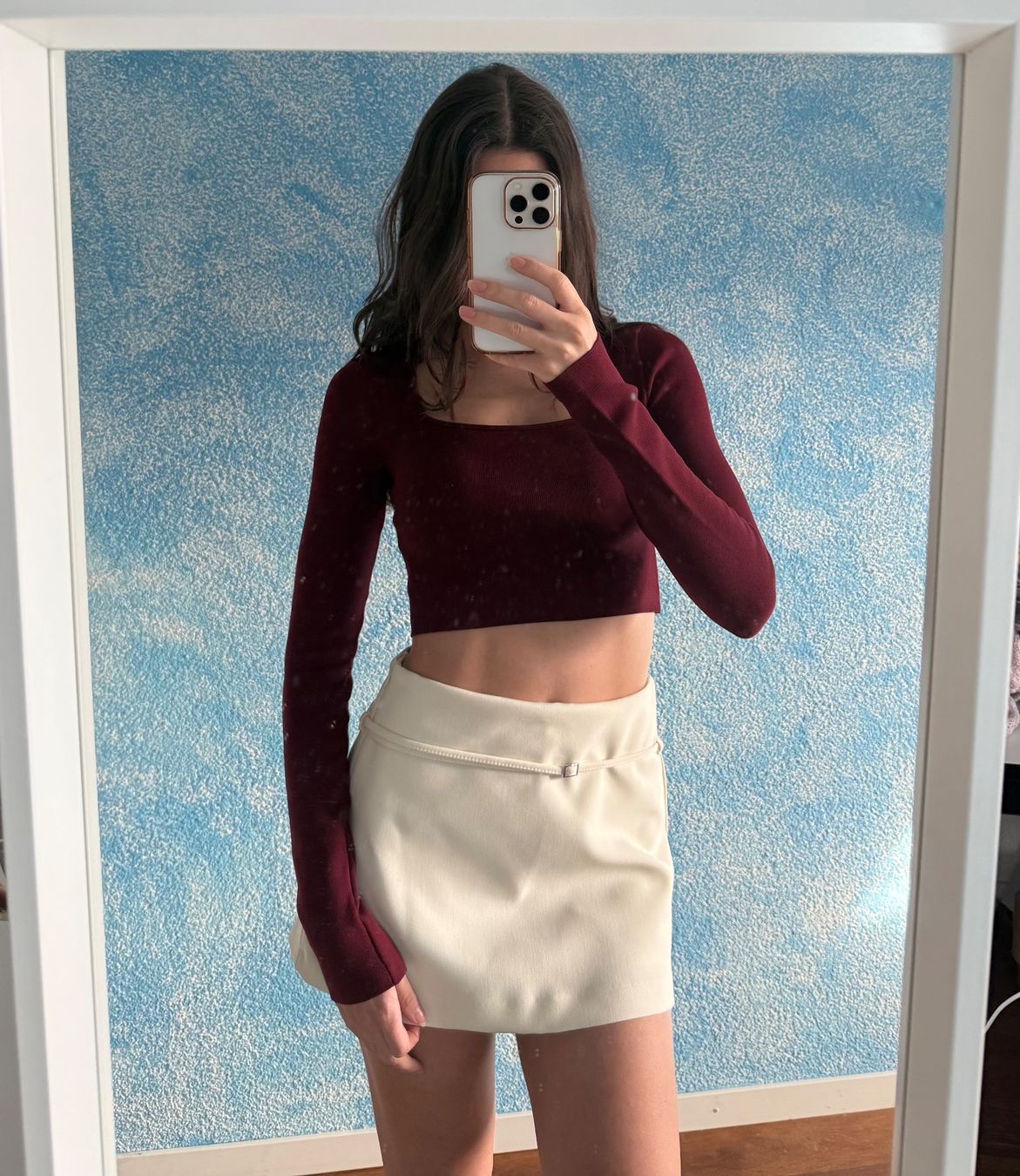 Zara Top: Bordeaux rotes Zara crop longsleeve – Usato da Altendorf venduto da am9j_nt