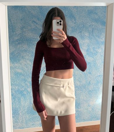 Bordeaux rotes Zara crop longsleeve