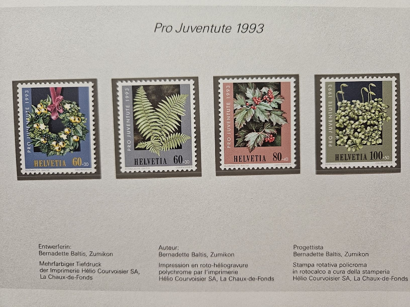 Tutti i francobolli: Pro Juventute 4 Briefmarke mit 4 Couvert – Nuovo e nell'imballaggio originale da Chur venduto da Kohla1980