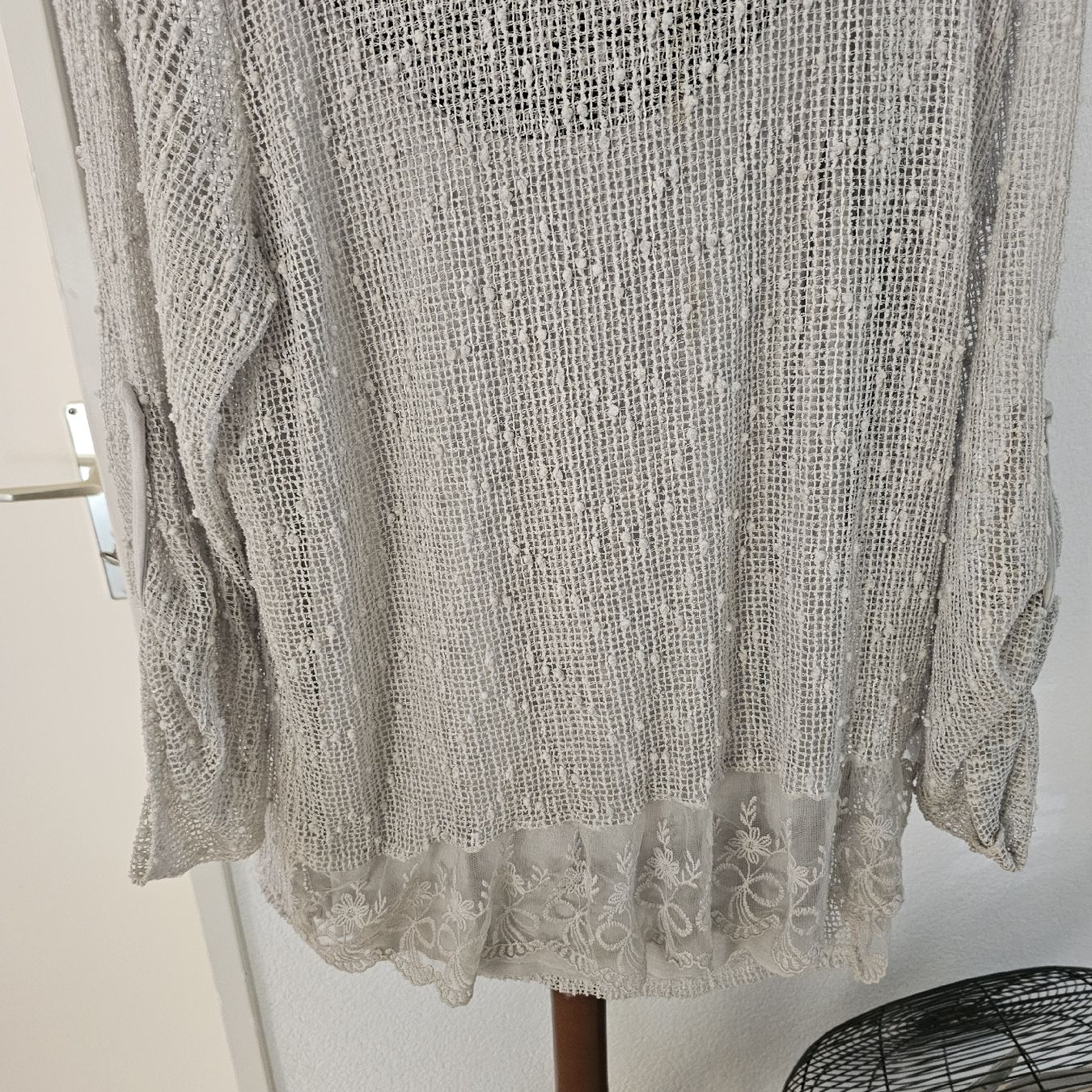 Blusen: Damen Pullover mit Top grau Spitze Strick gr 46 – Neu (gemäss Beschreibung) aus wolfhalden von 46464646 2