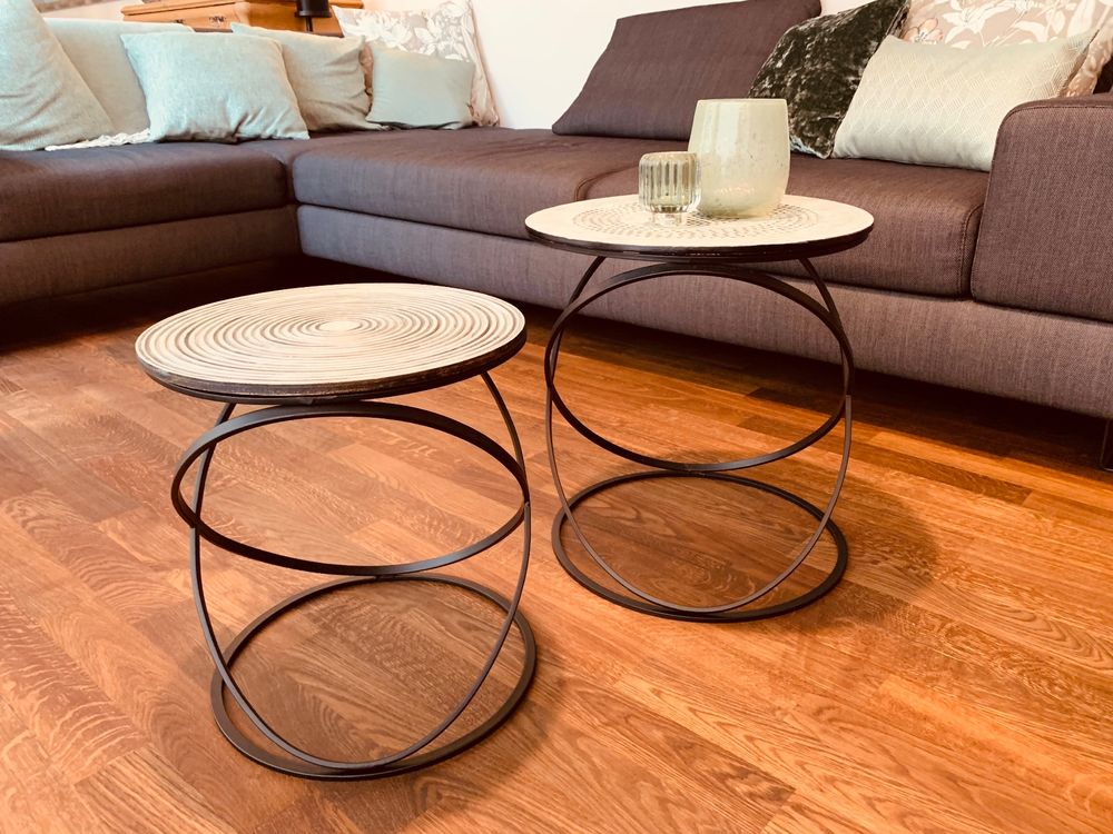 IDMarket Nachttisch Ester – Metall & Buche-Optik, 40x30x53 Cm, Mit Tür