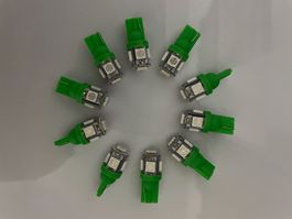 10x Ampoules T10 5W 5 LED SMD (Verte)
