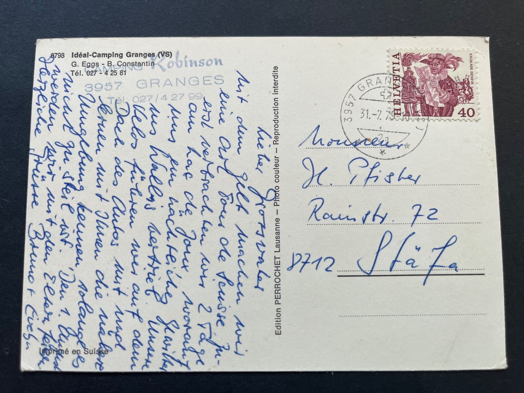 Cartes postales: Robinson Idéal-Camping Granges, Wallis 1979 – D'occasion à Ostermundigen par DaxKarten-75 1