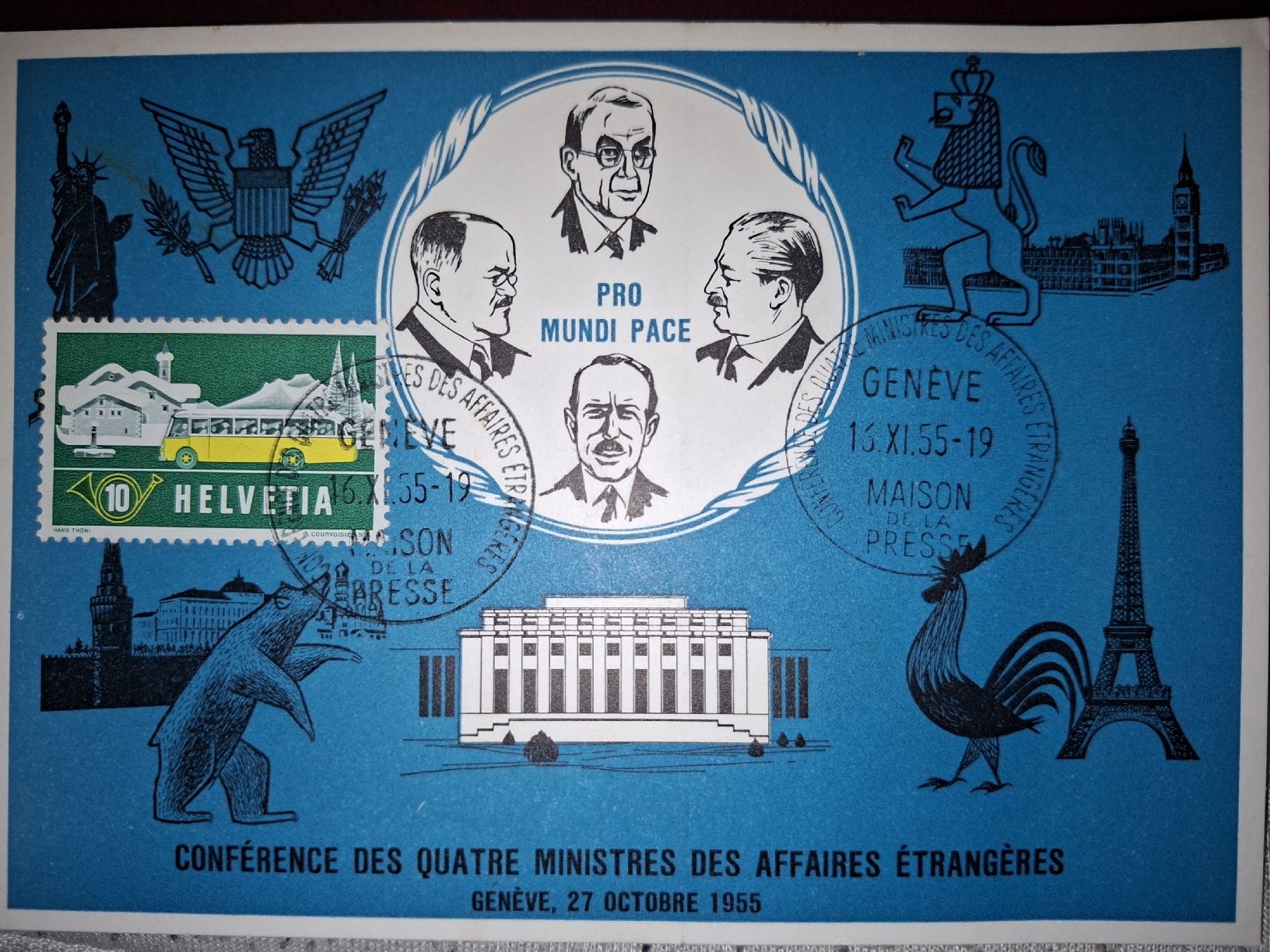 Tutti i francobolli: Pro Mundi Pace 1955 Geneve  – Usato da Balgach venduto da SIMEON27
