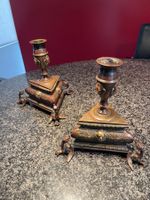 2 Kerzenstöcke, bronze, antik