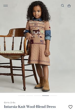 Ralph Lauren girls intarsia knit dress Mädchen Kleid NEW 6 Y