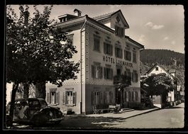 AK Curaglia, Hotel Lukmanier mit parkendem Auto