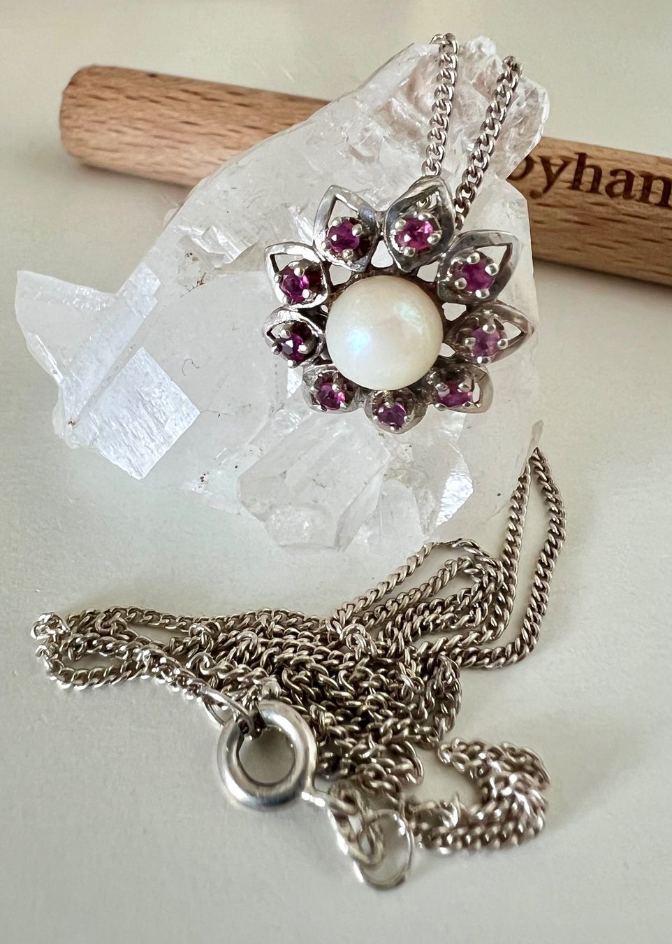 Catenine: Kordes & Lichtenfels Ensemble Silber 800 Rubinblüte & Perle – Usato da Ruswil venduto da artbyhand 6