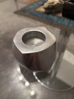 Kerzenhalter Metall geometrisch silber guter Zustand H6.5 cm