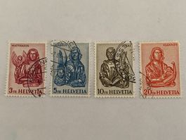 Briefmarken Helvetia Vier Evangelisten Satz, 1961