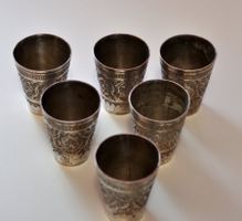 6x Antike persische Silberbecher (1920-50) – Komplettes Set,