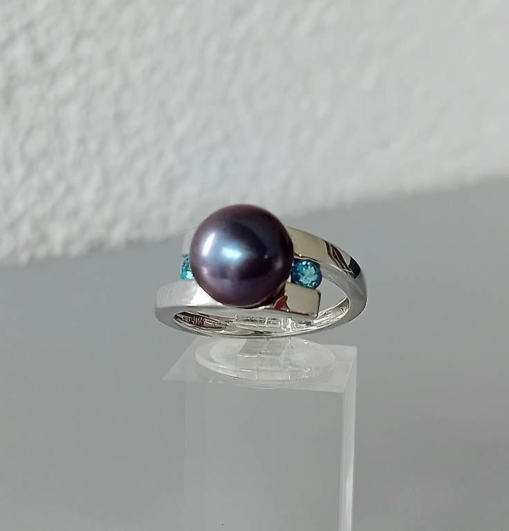 Ringe: Ring Silber mit Perle und Blautopas – Gebraucht aus Stans von wer_fd5f 2