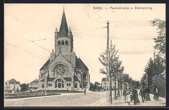 Cartoline postali: AK Basel, Pauluskirche u. Steinenring – Usato da Berlin venduto da bartko-reher