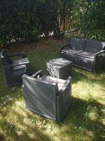 Salon de jardin bas 4 places en résine tressée  Anthracite