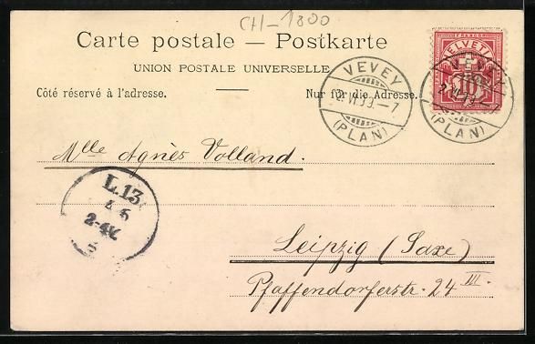 Cartoline postali: AK Vevey, Place du March, 1899 – Usato da Berlin venduto da bartko-reher 1