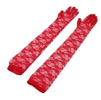 NEUE Spitzen Handschuhe 53 cm uni rot  - 220401