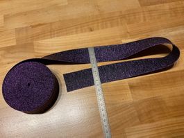Gummiband / Webband Violett Glitter / 5 Meter lang
