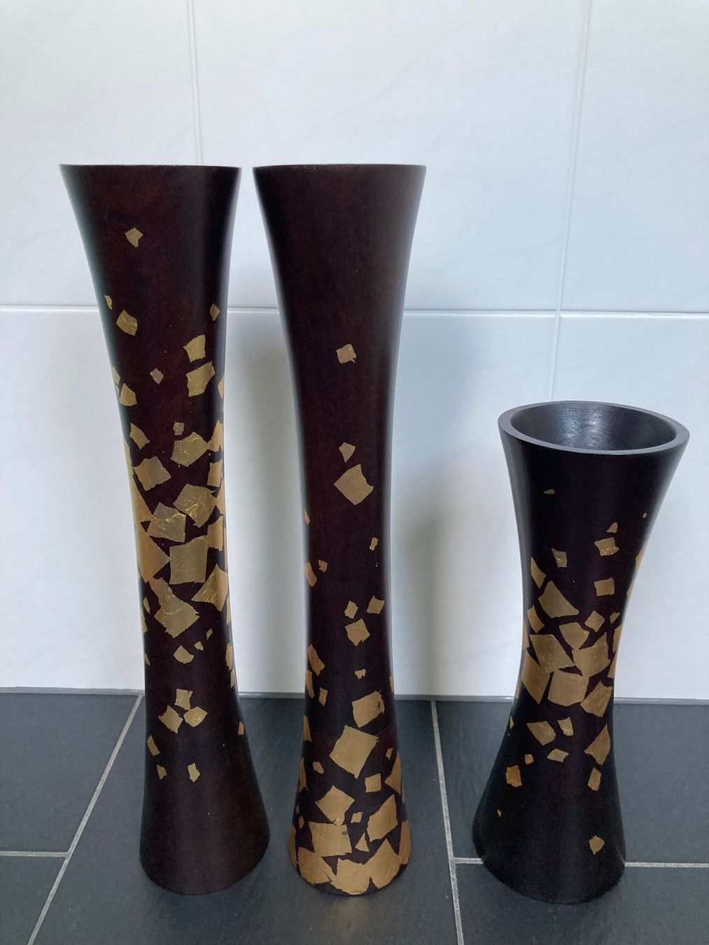 Vasi & Recipienti: 3 exclusive Vasen aus Holz mit Gold – Usato da Büsingen venduto da aue_2mh6 3