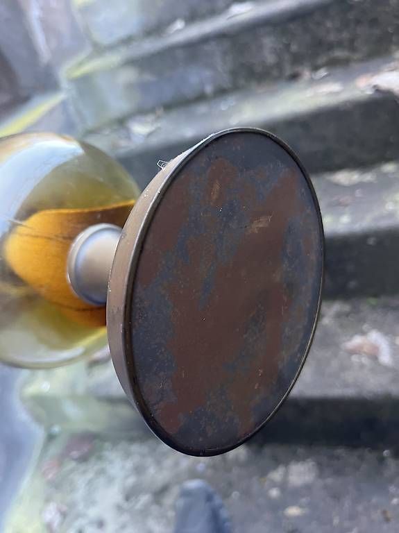 Lampade: Antike Petrollampe Messing Glas  – Usato da Schwarzenbach LU venduto da eminens 2