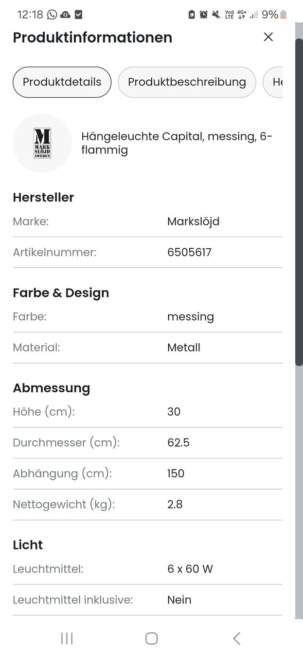 Kronleuchter & Deckenlampen: Designer Hängeleuchte/Kronleuchter in Gold – Neu (gemäss Beschreibung) aus Zürich von cp. 2