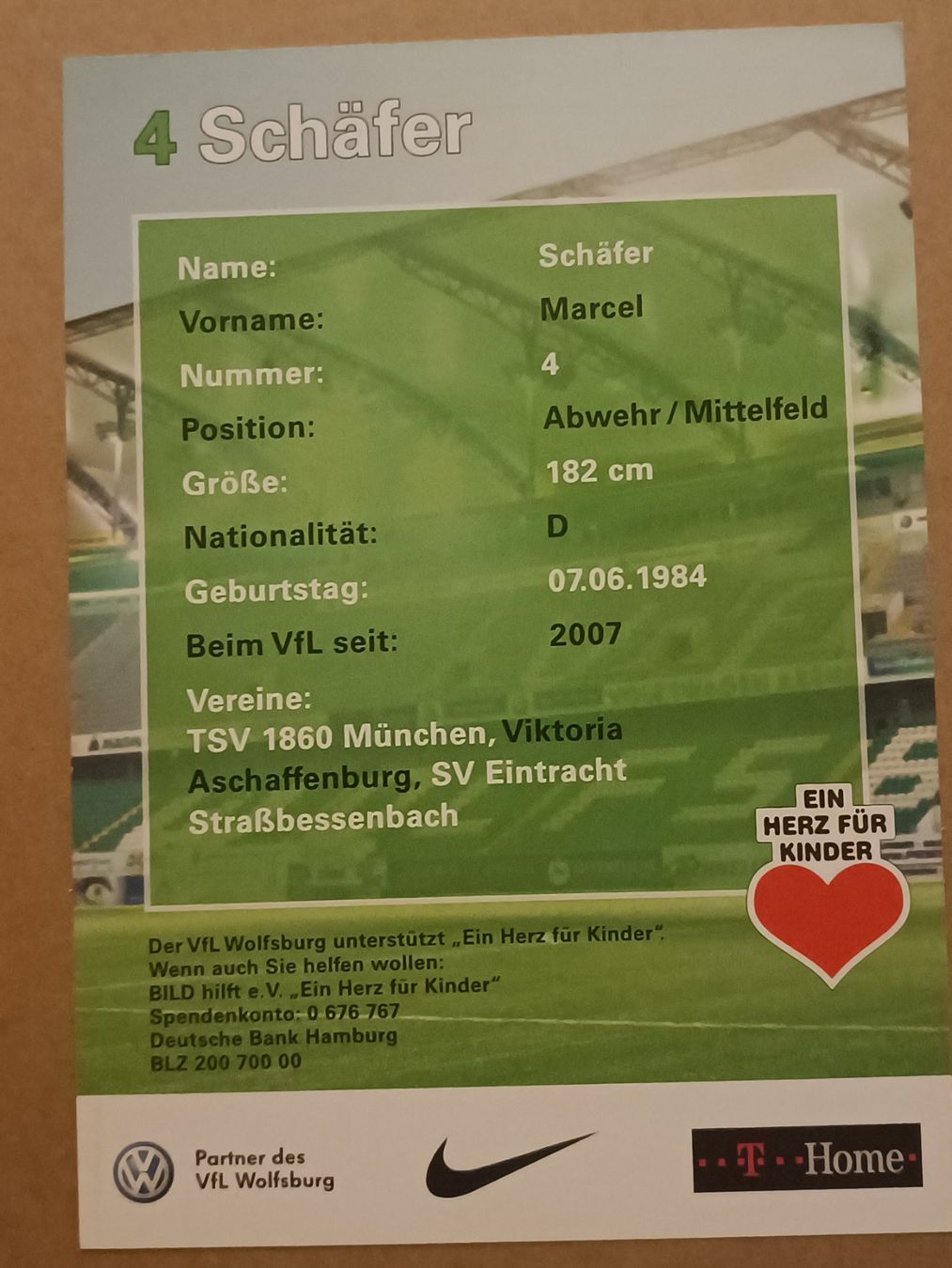 Autografi: Marcel Schäfer - Weder Bremen - Saison 08/09 - Handsigniert – Usato da Menziken venduto da Artographs 1