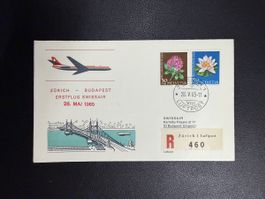 Swissair Erstflugbrief Zürich - Budapest 1965