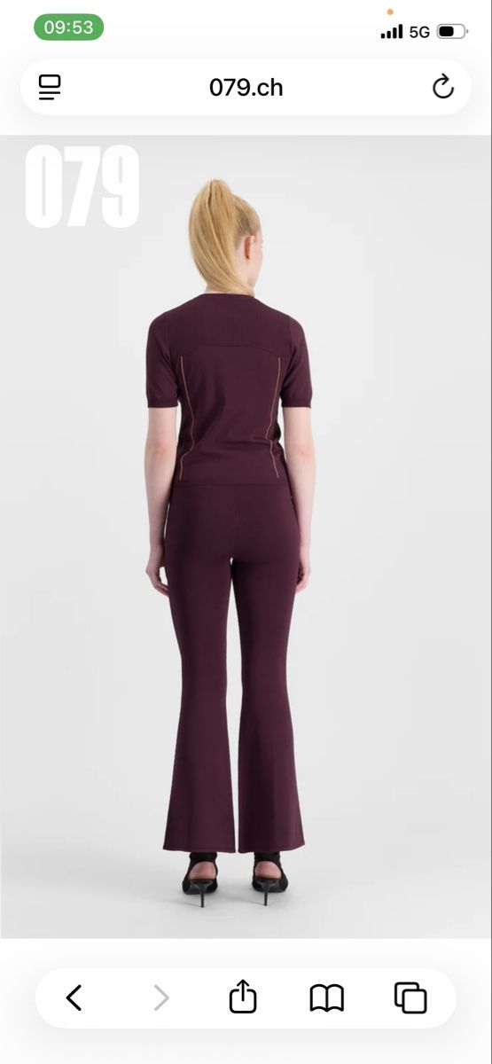 Pantaloni: Schlaghose bordeaux rot, von 079, Grösse S – Nuovo (secondo la descrizione) da Zollikon venduto da Ranunkulus 4