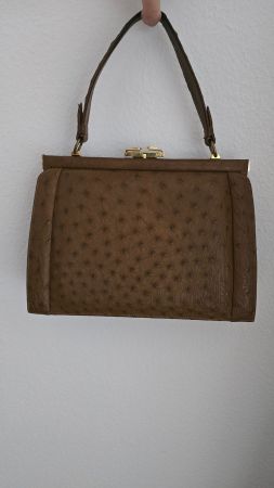 🆕️ Vintage Straussen-Leder Henkeltasche