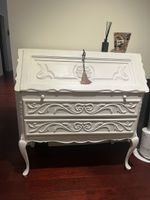 Antique White Secretaire (Louis XV Style) – Solid Wood