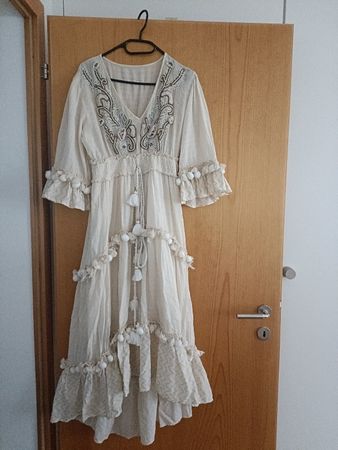 Sommerliches Maxikleid, Boho, Gr. M-L Naturton