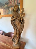 Vintage Hand Carved Wooden Madonna and Child Statue 72 cm