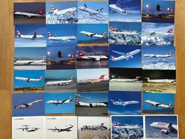 30 SWISS Air Lines Airbus Postkarten Boeing Airbus Swissair