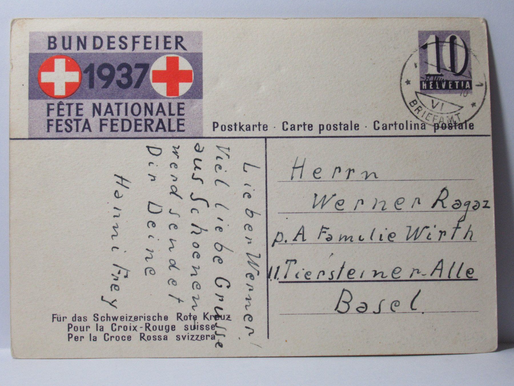 Cartes postales: Bundesfeier Postkarte  1937 – D'occasion à Grenchen par Bluemchen1900 1