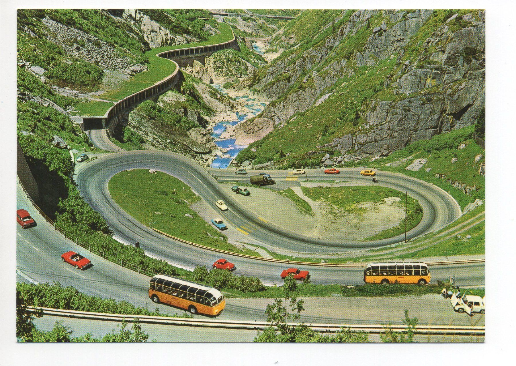 Ansichtskarten: GOTTHARDSTRASSE Schöllenen, Auto, Postauto – Neu (gemäss Beschreibung) aus Jona von philajona