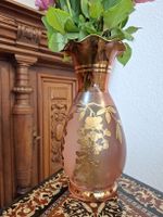  ​Antike Glasvase Tulpenform Handbemalt Emaille 