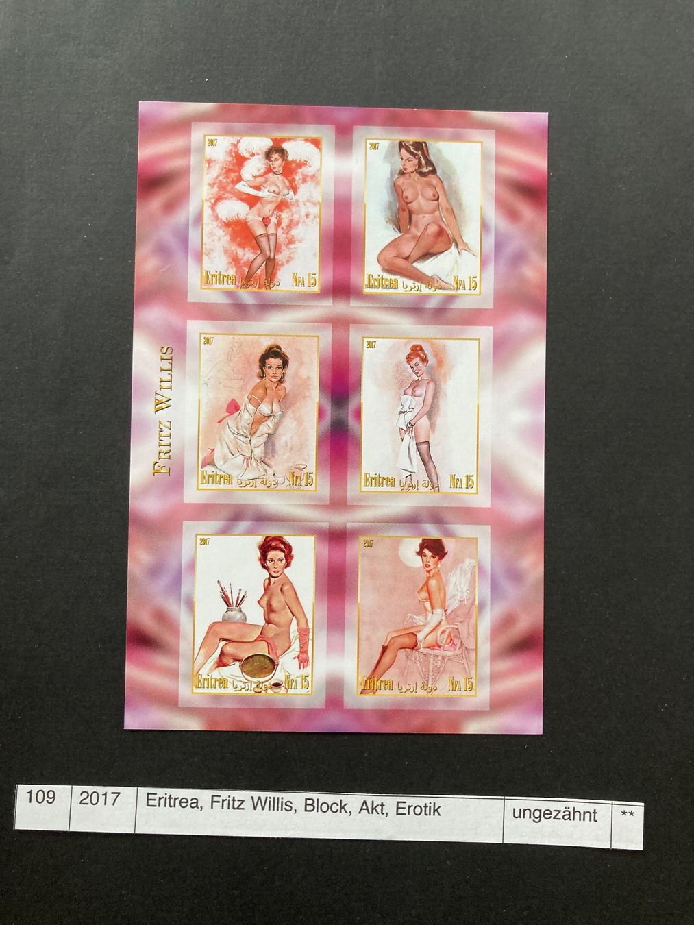 Alle Briefmarken: Eritrea, Fritz Willis, Block, Akt, Erotik – Neu (gemäss Beschreibung) aus Domat/Ems von Lareina2015