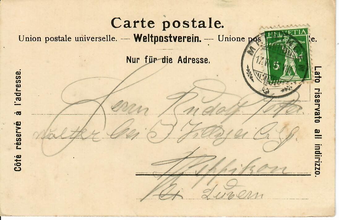 Ansichtskarten: unterer Reichenbachfall 1911 – Gebraucht aus Hochdorf von Ziegel-16 1