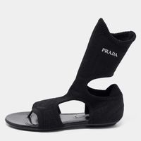 Original PRADA Schwarze gestrickte Baumwollsandalen Damen