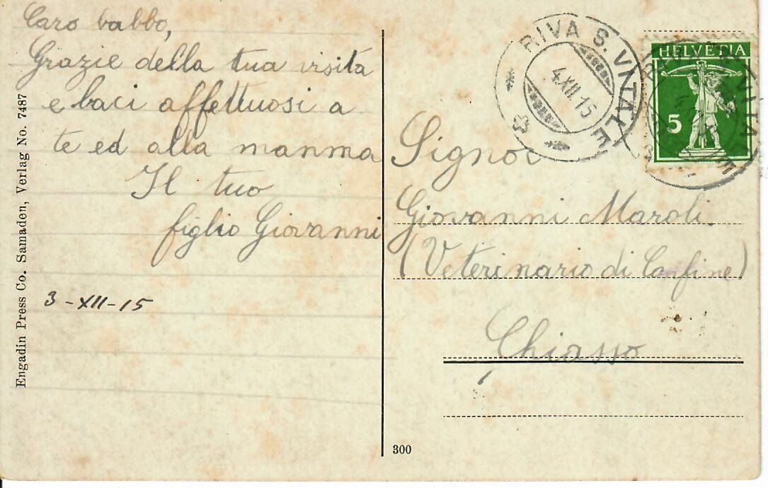 Ansichtskarten: Castasegna 1915 – Gebraucht aus Hochdorf von Ziegel-16 1