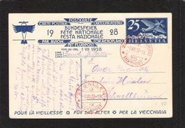 FDC Bundesfeierkarte 1928, Nr. 48 l , Flug Zürich- St.Gallen