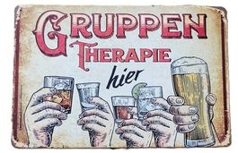 GRUPPENTHERAPIE HIER - Blechschild (neu, OVP)