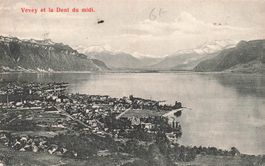 Vevey (VD) – Blick auf die Stadt und die Dent du Midi