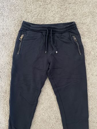 Dolce&Gabbana Hose Grösse 44 dunkelbla Baumwolle Leder Appli